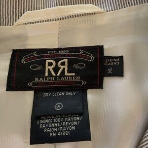 RRL Ralph Lauren Men’s Gray Pinstripe Cotton Blazer –Triple Star –Mid-1990s – XL